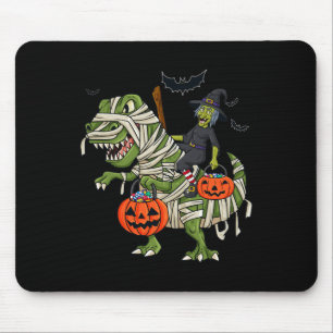 Alfombrilla De Ratón Halloween Witch Riding T Rex Fun Boys Chicas