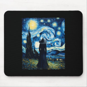 Alfombrilla De Ratón Halloween Witch Starry Night Van Gogh Aesthetic Pa
