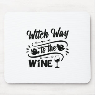 Alfombrilla De Ratón Halloween Witch Way To The Wine Birthday