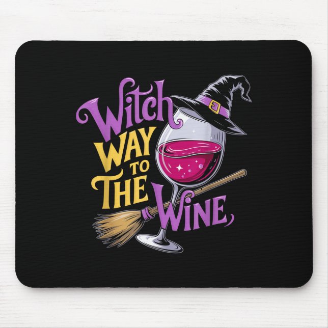 Alfombrilla De Ratón Halloween Witch Way To The Wine Funny Witch Wine L (Frente)