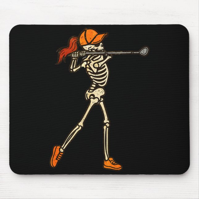 Alfombrilla De Ratón Halloween Women Golf Skeleton Funny Golf Halloween (Frente)