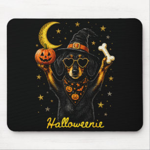 Alfombrilla De Ratón Halloweenie divertida bruja de Halloween salchicha