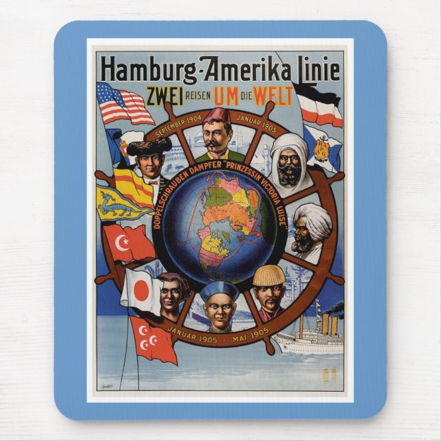 Alfombrilla De Ratón Hamburg Amerika Line Poster (Frente)