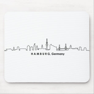 Alfombrilla De Ratón HAMBURG Elbe Alemania Skyline Silhouette