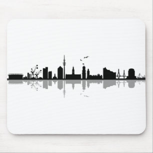 Alfombrilla De Ratón HAMBURG Elbe Germany City Skyline Silhouette