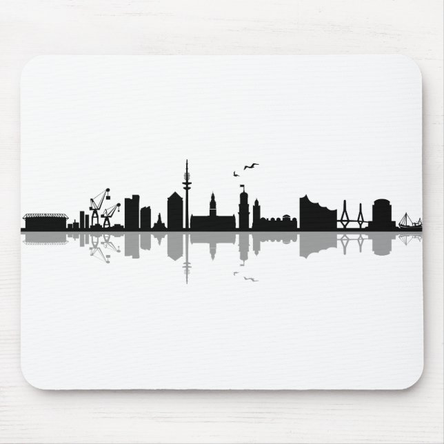 Alfombrilla De Ratón HAMBURG Elbe Germany City Skyline Silhouette (Frente)