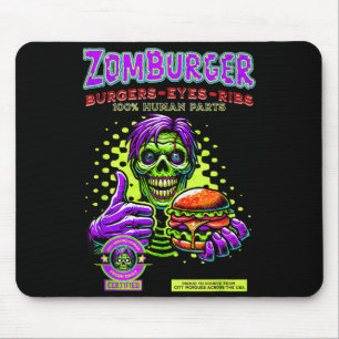 Alfombrilla De Ratón Hamburguesa de comida rápida zombie y costillas de