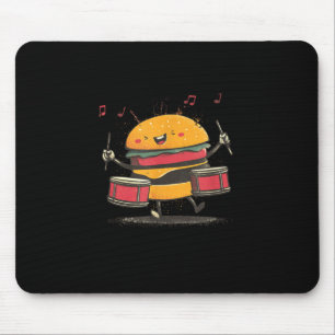 Alfombrilla De Ratón Hamburguesa musical con tambores para amantes de l