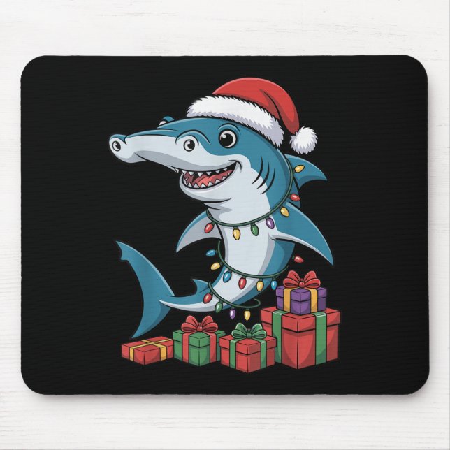 Alfombrilla De Ratón Hammerhead Shark Santa Hat Navidades Funny Marine (Frente)