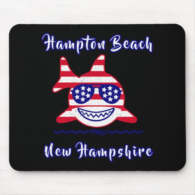 Alfombrilla De Ratón Hampton Beach New Hampshire Patriotic Usa Flag Whi (Frente)