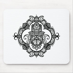 Alfombrilla De Ratón Hamsa con Doodle étnico de los ornamentos