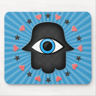 Alfombrilla De Ratón hamsa khamsa Eye en la mano de la diosa