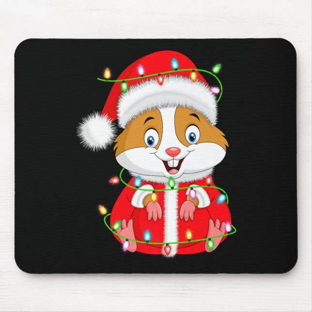 Alfombrilla De Ratón Hamster Christmas Lights Santa Costume Cute Animal (Frente)