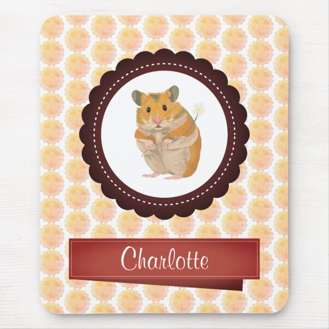 Alfombrilla De Ratón Hamster de Chicas rojos y rosados (Frente)