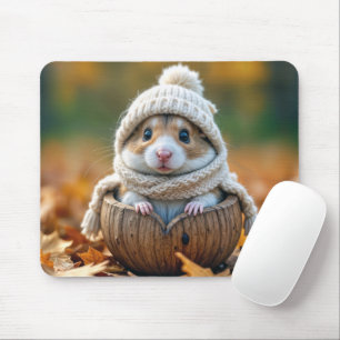 Alfombrilla De Ratón Hamster otoñal en un caparazón de nueces