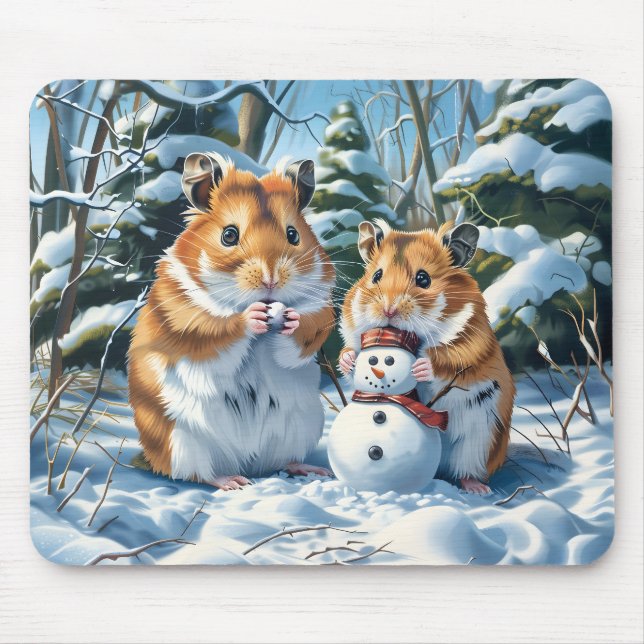 Alfombrilla De Ratón Hamsters y Snowman (Frente)