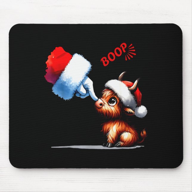 Alfombrilla De Ratón Hand Boop Christmas Highland Cow Santa Farmer Anim (Frente)