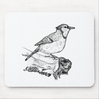 Alfombrilla De Ratón Hand-Drawn Blue Jay Stipple Art Mousepad