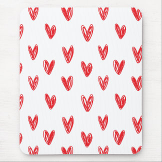 Alfombrilla De Ratón Hand Drawn Red Hearts Pattern – Minimal Valentine