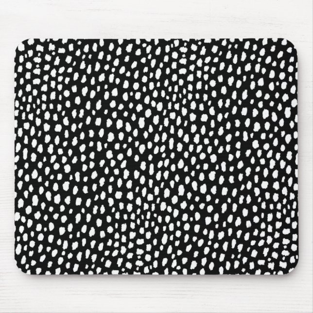 Alfombrilla De Ratón Handmade polka dot brush strokes (black and white) (Frente)
