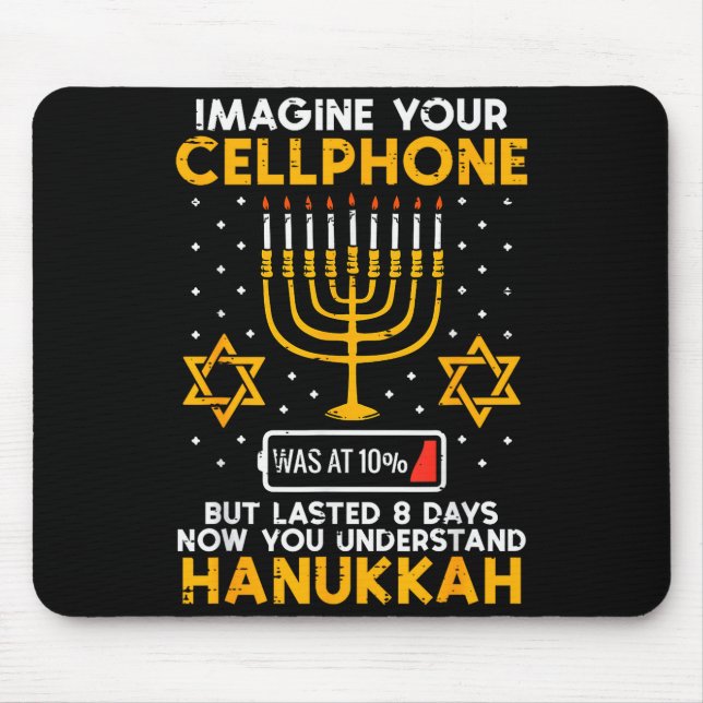 Alfombrilla De Ratón Hanukkah Imagine Your Cellphone Chanukah Jew Men W (Frente)