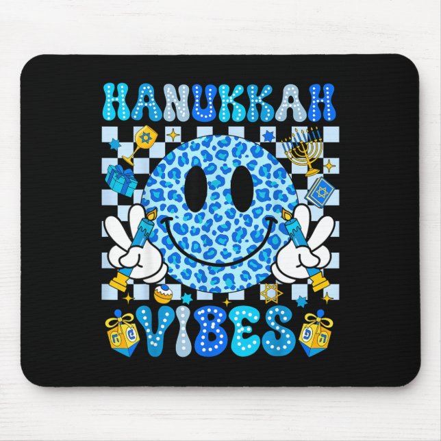 Alfombrilla De Ratón Hanukkah Vibes Groovy Smile Face Jewish Holiday Ch (Frente)