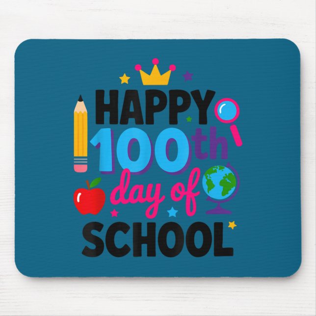 Alfombrilla De Ratón Happy 100th Day Of School 100 Days Smarter Teacher (Frente)