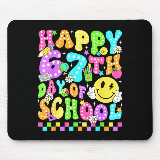 Alfombrilla De Ratón Happy 67th Day Of School 67 Days Smarter Teacher G (Frente)