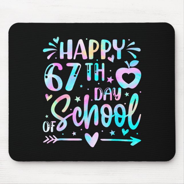Alfombrilla De Ratón Happy 67th Day Of School Tie Dye Rainbow 67 Days S (Frente)