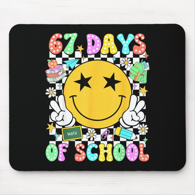 Alfombrilla De Ratón Happy 67th Day Of School Vibes Smile Face 67 Days  (Frente)
