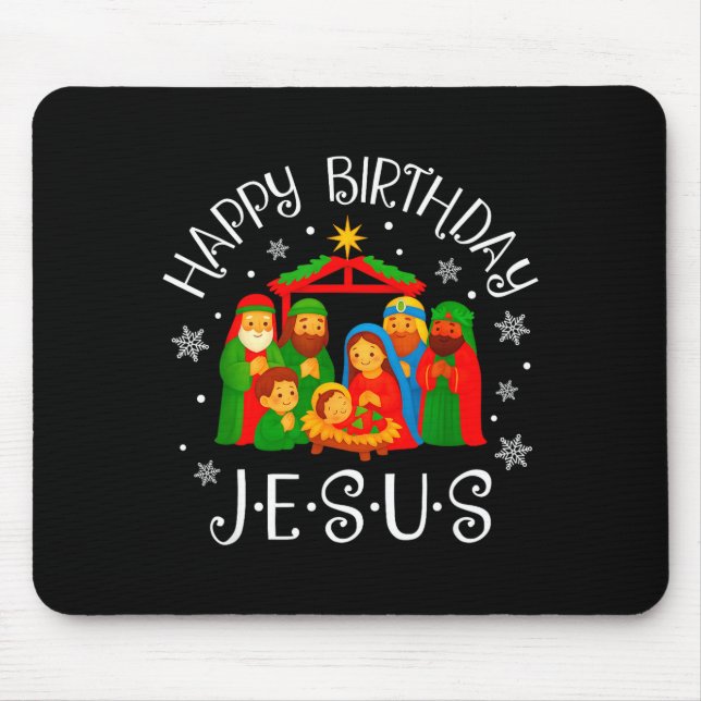 Alfombrilla De Ratón Happy Birthday Jesus Christmas Pajamas Xmas Squad  (Frente)