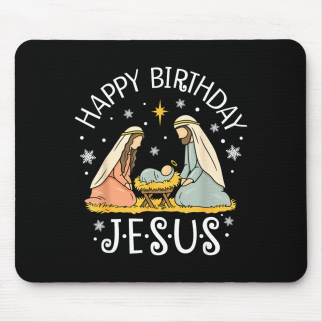 Alfombrilla De Ratón Happy Birthday Jesus Ugly Christmas Sweater Christ (Frente)