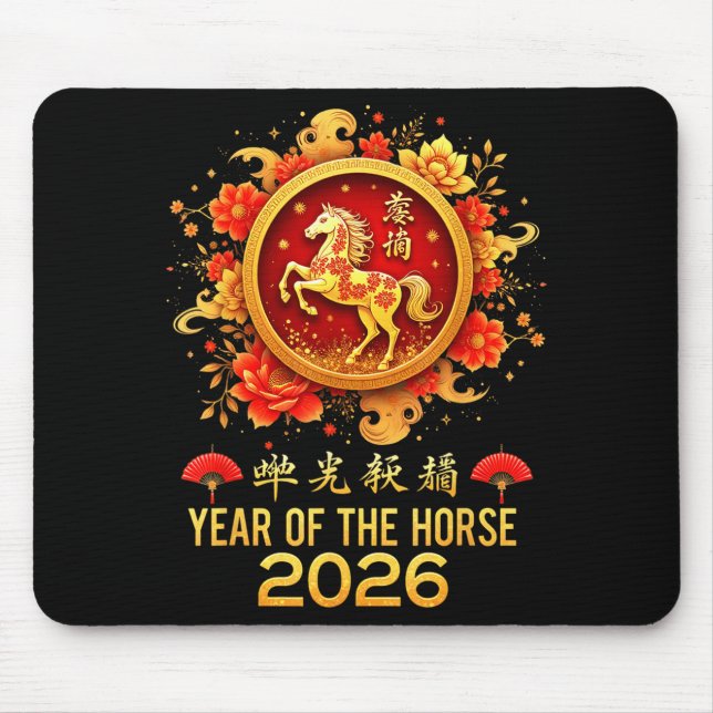 Alfombrilla De Ratón Happy Chinese New Year 2026 Lunar Year Of The Hors (Frente)