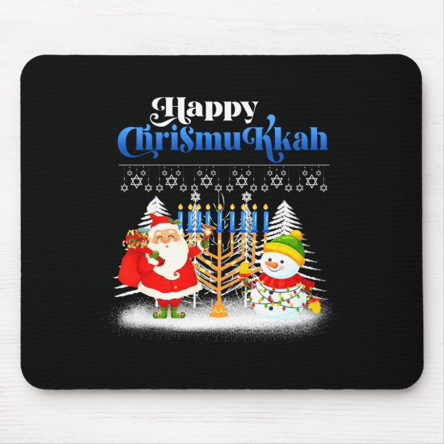 Alfombrilla De Ratón Happy Chrismukkah Jewish Christmas Hanukkah  (Frente)