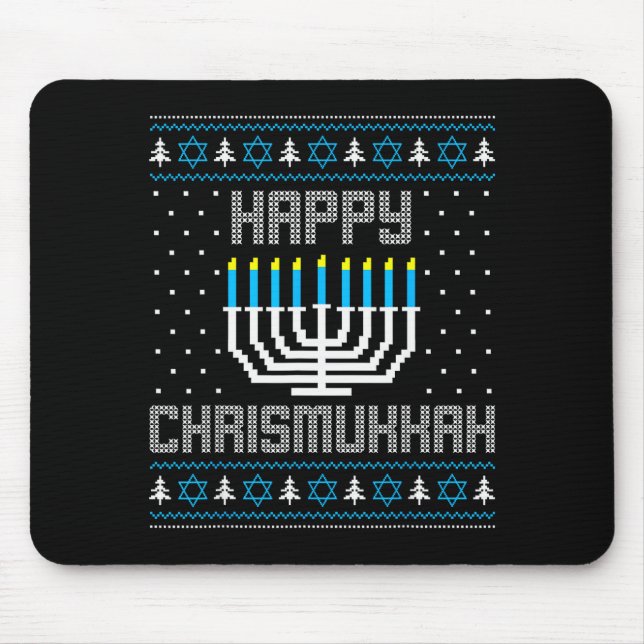 Alfombrilla De Ratón Happy Chrismukkah Menorah Ugly Sweater Christmas H (Frente)