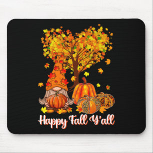 Alfombrilla De Ratón Happy Fall Y'all Funny Gnome Leopard Pumpkin Autum