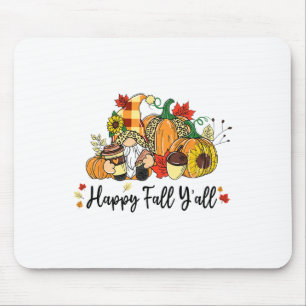 Alfombrilla De Ratón Happy Fall Y'all Gnome Leopard Pumpkin Autumn Gnom