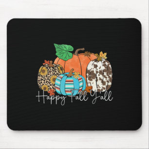Alfombrilla De Ratón Happy Fall Y'all Leopard Pumpkin en la temporada d