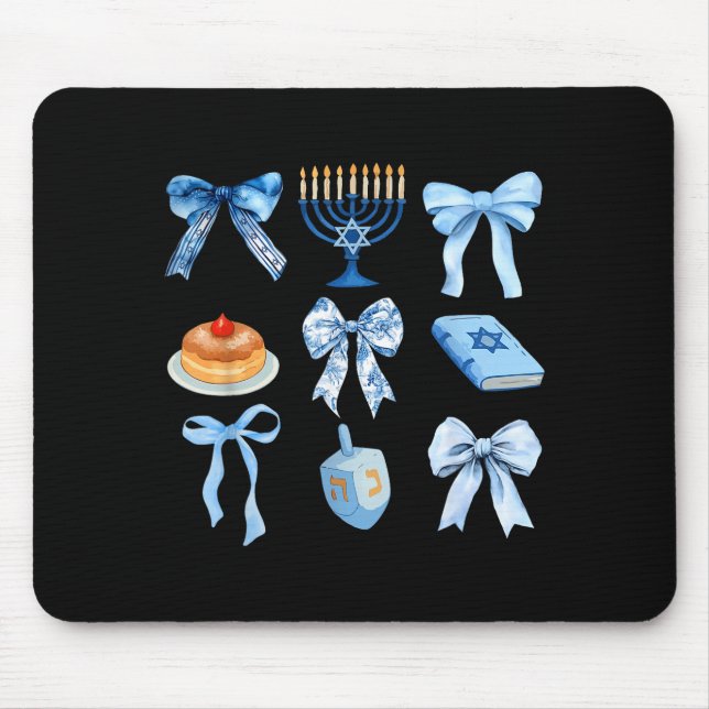 Alfombrilla De Ratón Happy Hanukkah Coquette Bow Chanukah Jewish Women  (Frente)