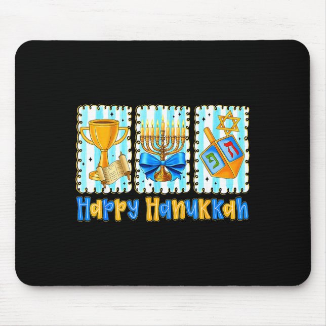 Alfombrilla De Ratón Happy Hanukkah Coquette Menorah Dreidel Chanukah G (Frente)