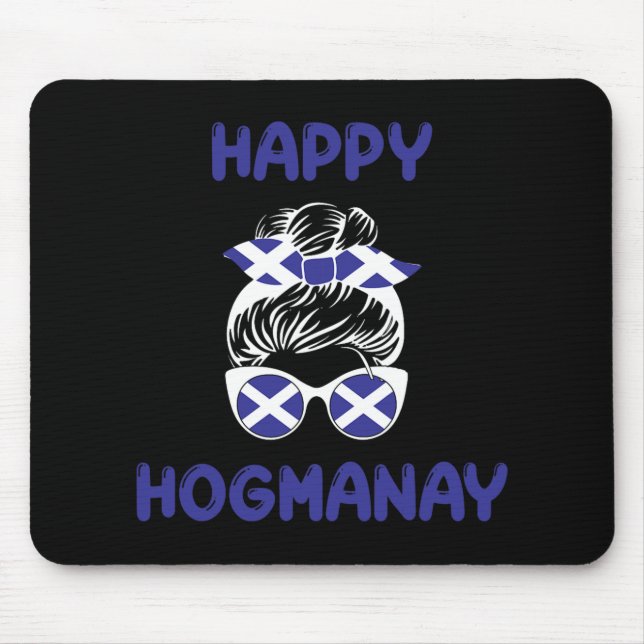 Alfombrilla De Ratón Happy Hogmanay Scotland New Years Eve Messy Bun Wo (Frente)