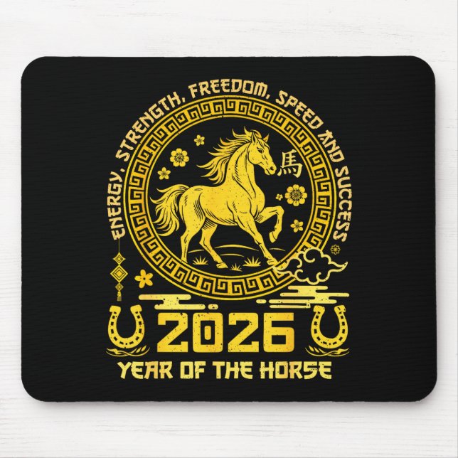 Alfombrilla De Ratón Happy Lunar Chinese New Year Of The Horse 2026 Zod (Frente)