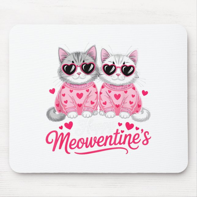 Alfombrilla De Ratón Happy Meowentine’s Cute Romantic Cats Couple Valen (Frente)