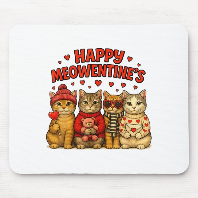 Alfombrilla De Ratón Happy Meowentines Cute Valentine Cats Love Women M (Frente)
