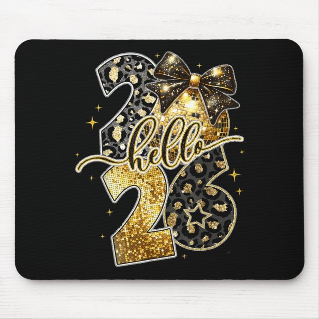 Alfombrilla De Ratón Happy New Year 2026 Coquette Bow Golden Family Mat (Frente)