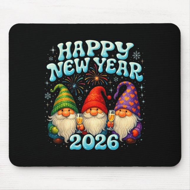 Alfombrilla De Ratón Happy New Year 2026 Cute Gnome Party Gift  (Frente)