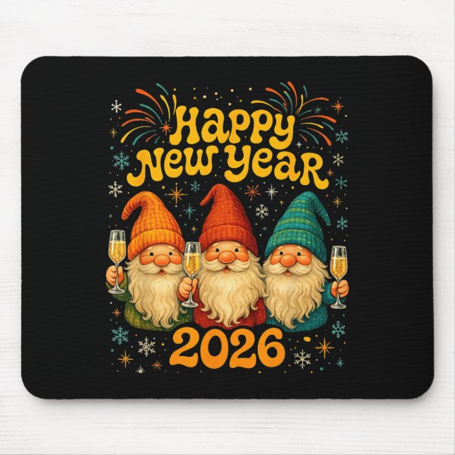 Alfombrilla De Ratón Happy New Year 2026 Cute Gnome Party Gift  (Frente)