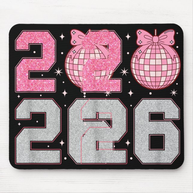 Alfombrilla De Ratón Happy New Year 2026 Disco Ball Nk Coquette Bow Fam (Frente)