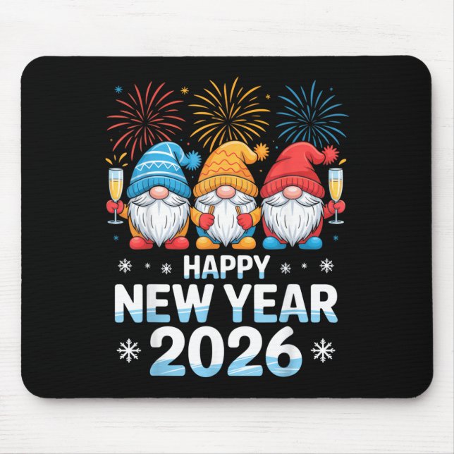 Alfombrilla De Ratón Happy New Year 2026 Gnome Cute Holiday Celebration (Frente)
