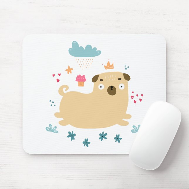 Alfombrilla De Ratón Happy Puggy Mousepad (Con ratón)